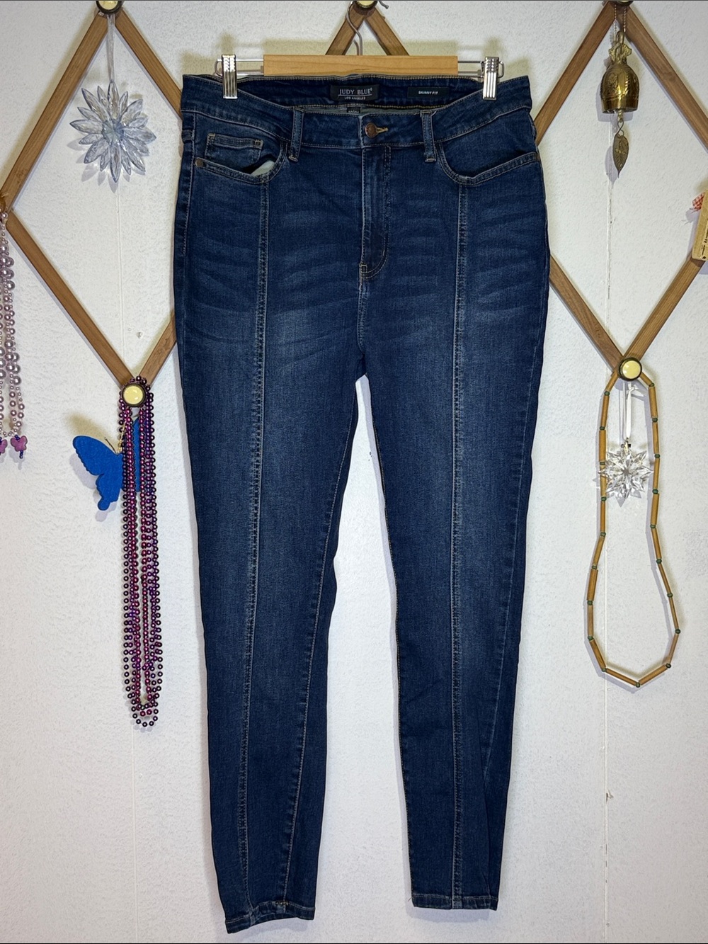 Judy Blue Dark Indigo High-Rise Skinny Jeans with Front Panel Stitching
